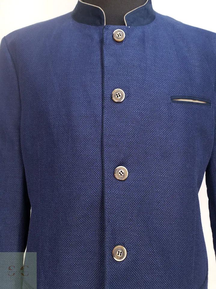 Chaqueta Sastrería de Cuello Mao en Mezcla de Lino y Algodón Walbusch Talla L 3