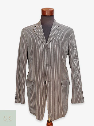 Blazer Estructurado de Tejido Listado Bicolor Alba Moda Talla ML