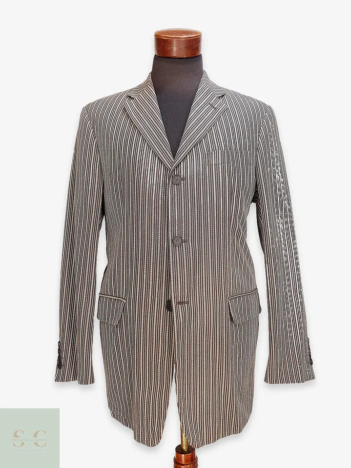 Blazer Estructurado de Tejido Listado Bicolor Alba Moda Talla ML 1