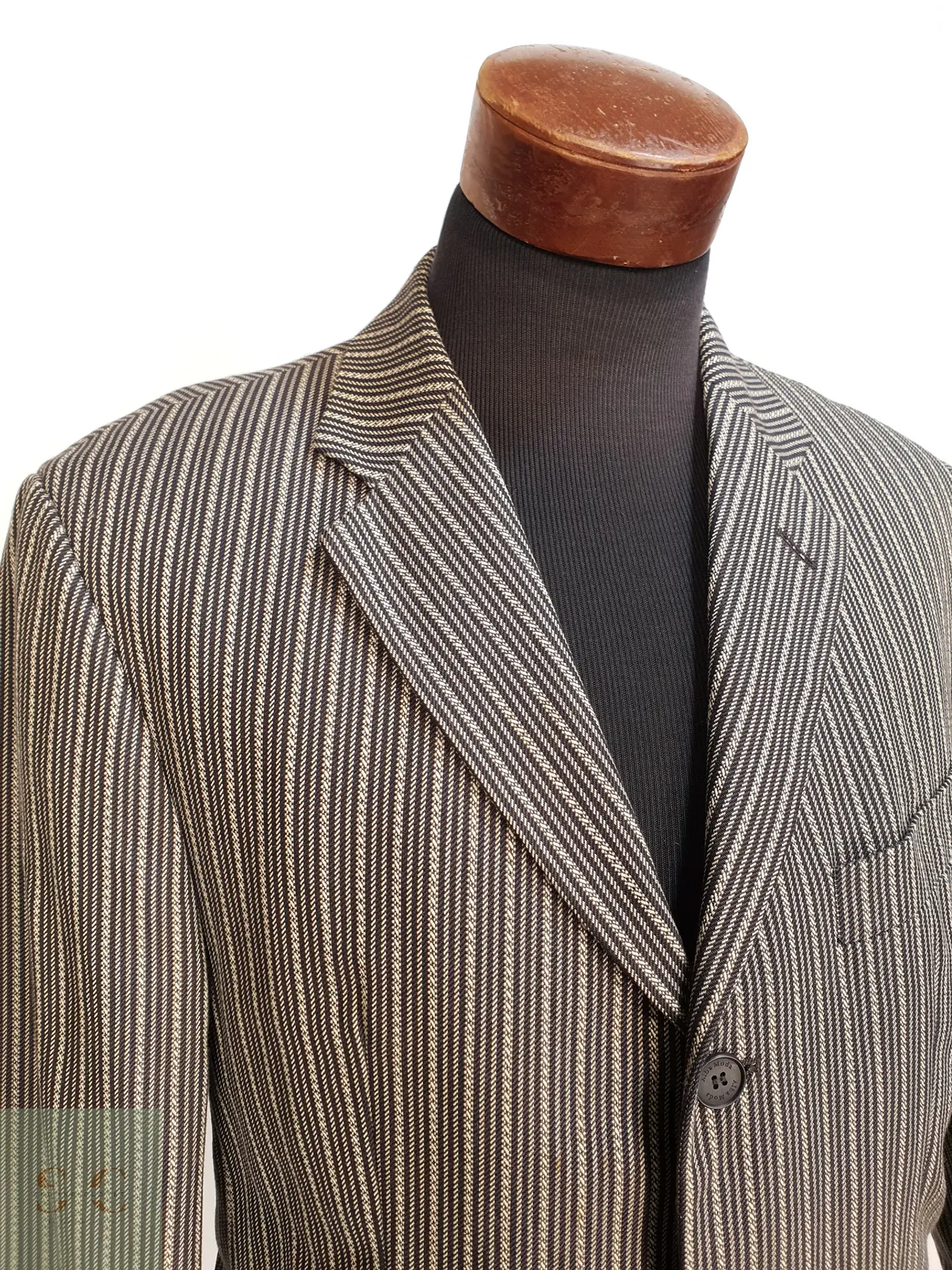 Blazer Estructurado de Tejido Listado Bicolor Alba Moda Talla ML 4