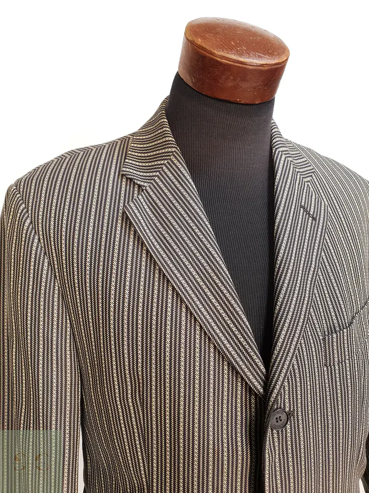 Blazer Estructurado de Tejido Listado Bicolor Alba Moda Talla ML 4