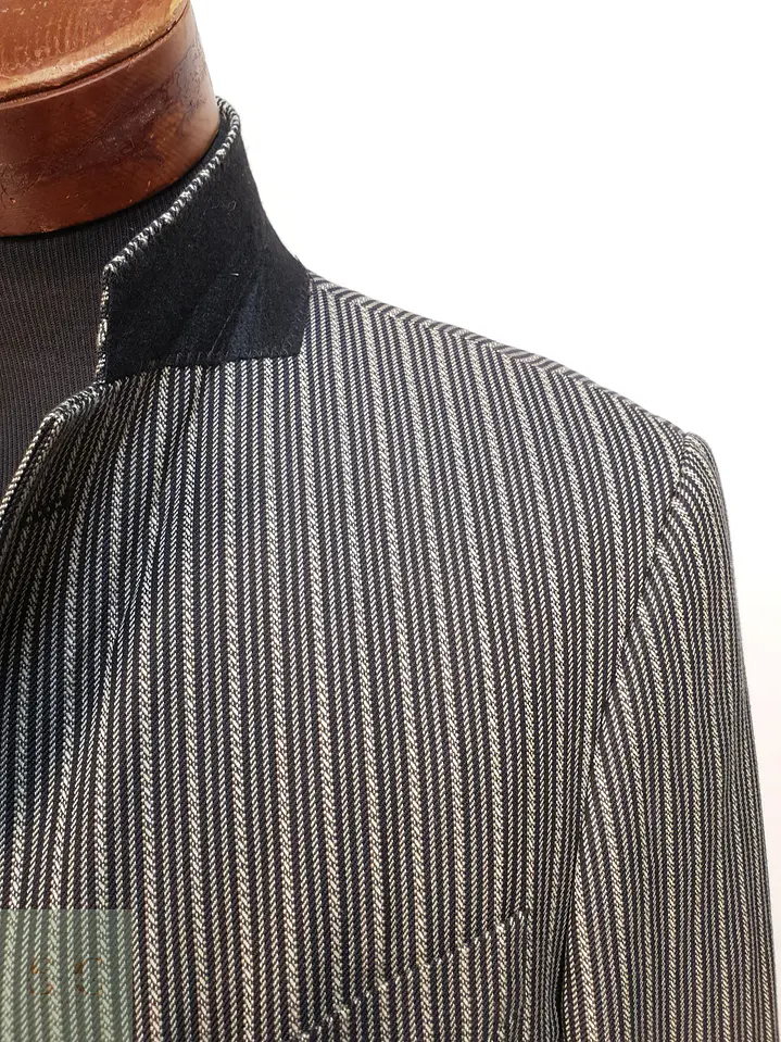Blazer Estructurado de Tejido Listado Bicolor Alba Moda Talla ML 5