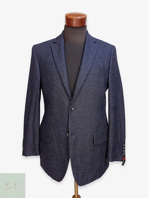 Blazer de Paño Texturizado en Lana Virgen Azul Noche Atelier Torino Talla M