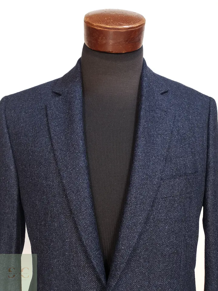 Blazer de Paño Texturizado en Lana Virgen Azul Noche Atelier Torino Talla M 4