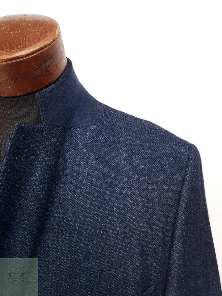 Blazer de Paño Texturizado en Lana Virgen Azul Noche Atelier Torino Talla M 5