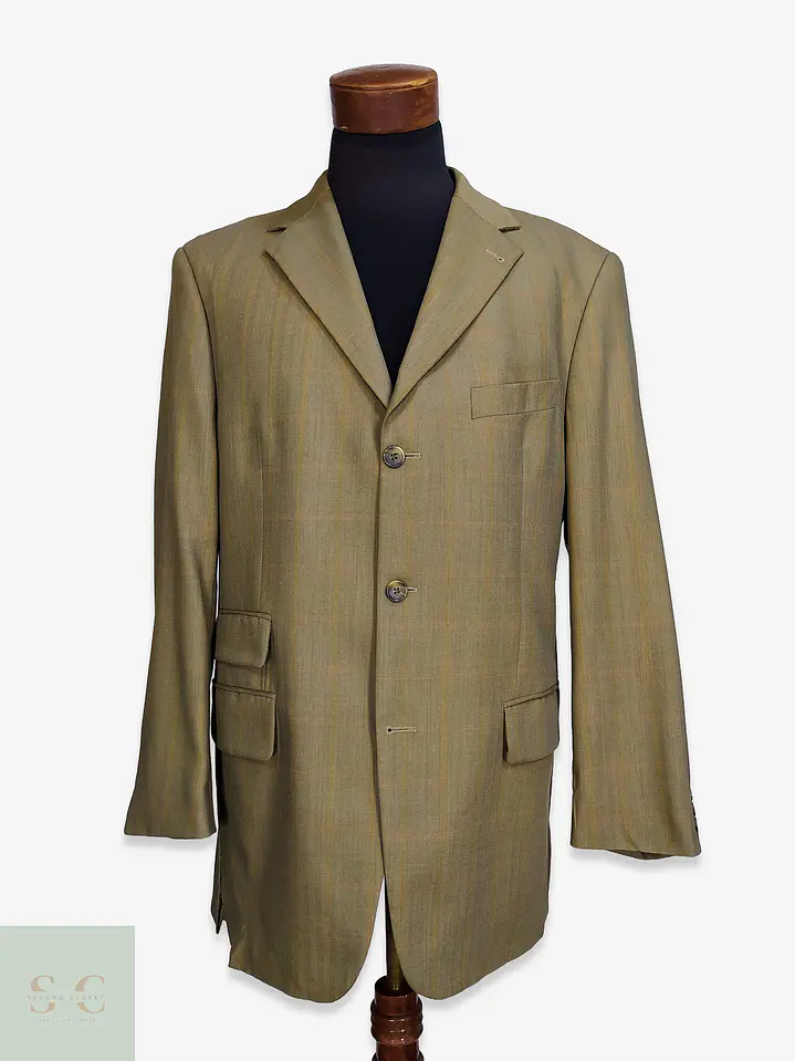 Blazer en Paño de Lana Super 100's a Cuadros y Espiga Van Graaf Talla XL 1