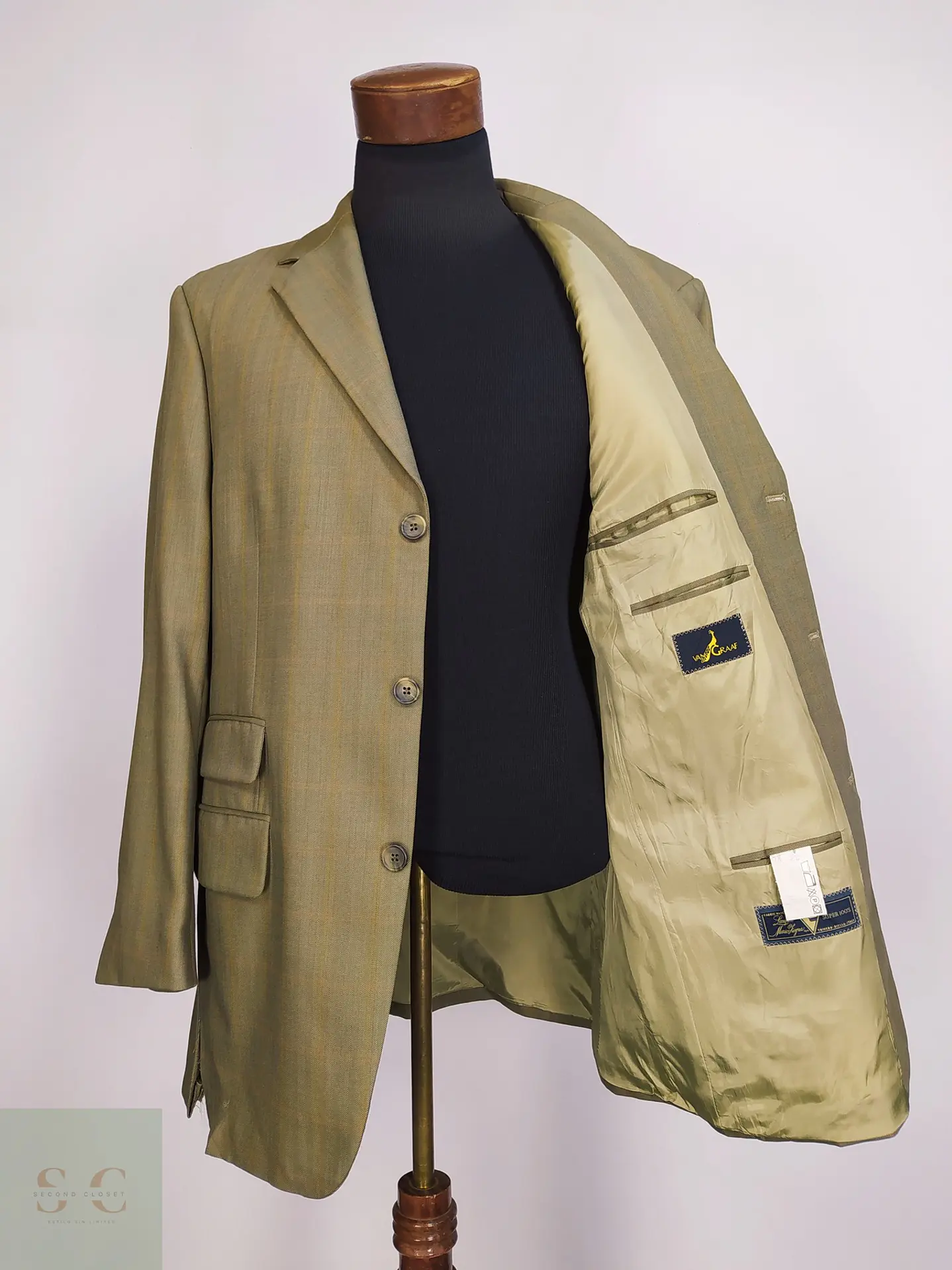 Blazer en Paño de Lana Super 100's a Cuadros y Espiga Van Graaf Talla XL 8