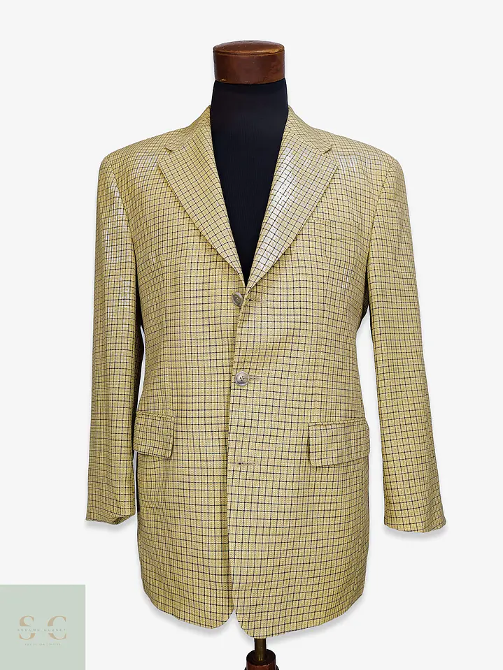 Blazer de Paño en Lana Virgen con Tramado Cuadrilátero Carl Gross Talla LXL 1