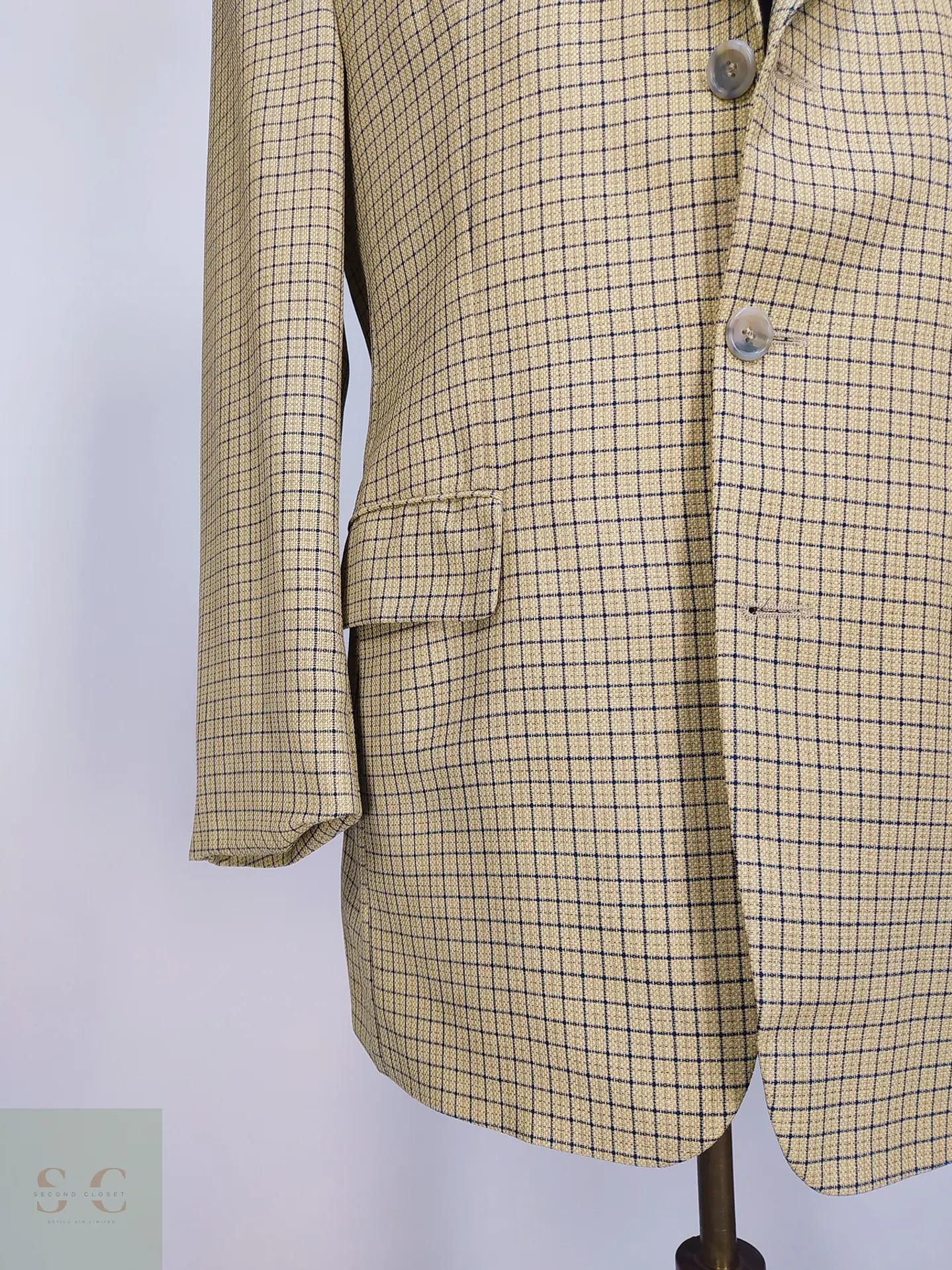 Blazer de Paño en Lana Virgen con Tramado Cuadrilátero Carl Gross Talla LXL 2