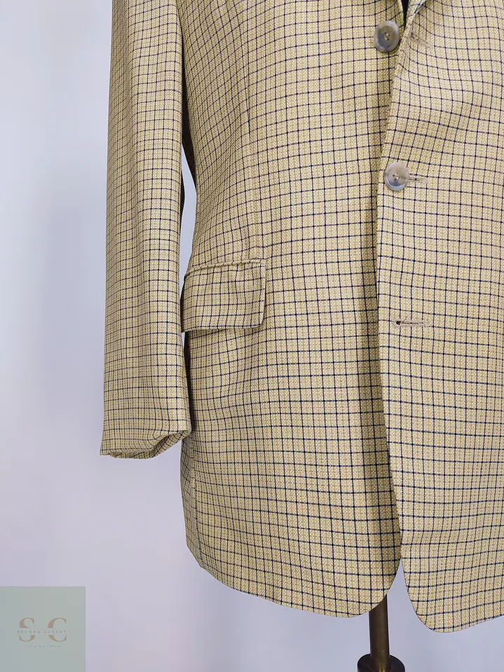 Blazer de Paño en Lana Virgen con Tramado Cuadrilátero Carl Gross Talla LXL 2