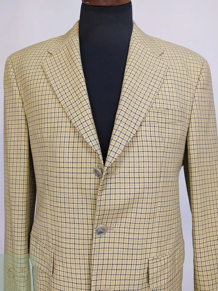 Blazer de Paño en Lana Virgen con Tramado Cuadrilátero Carl Gross Talla LXL 3