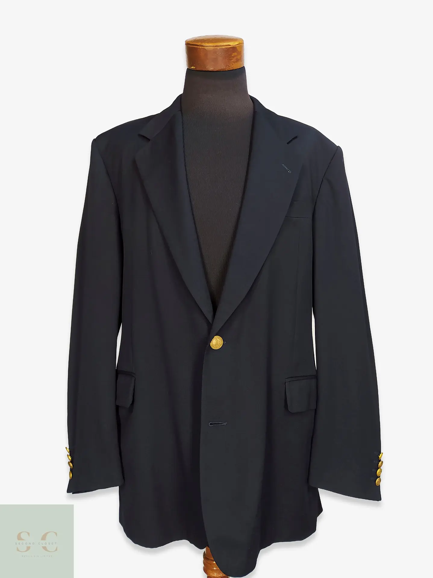 Blazer Marino Clásico en Lana Virgen con Botones Dorados Braun Hamburg Talla XXL 1