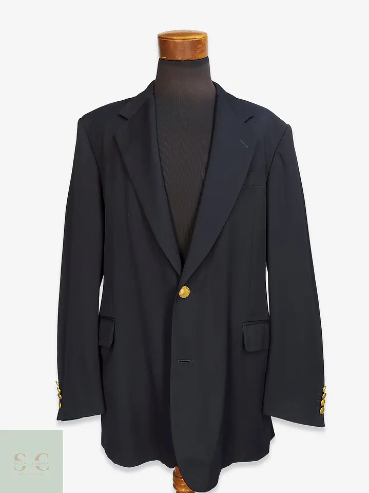 Blazer Marino Clásico en Lana Virgen con Botones Dorados Braun Hamburg Talla XXL 1