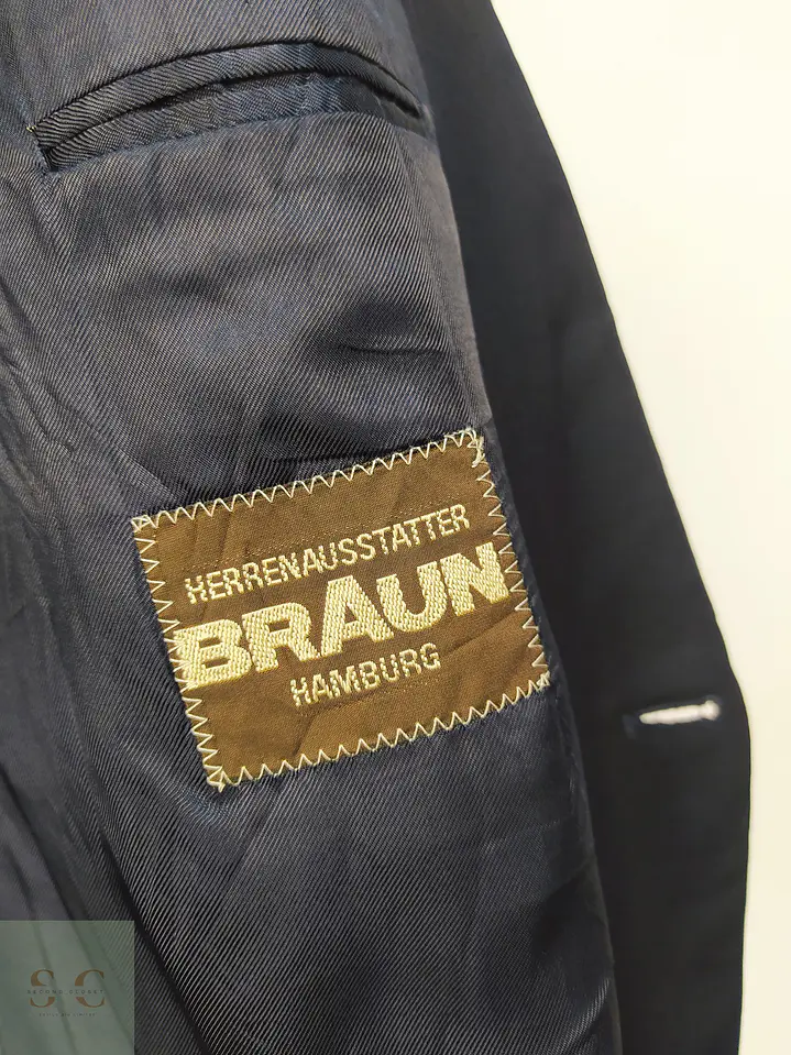 Blazer Marino Clásico en Lana Virgen con Botones Dorados Braun Hamburg Talla XXL 6