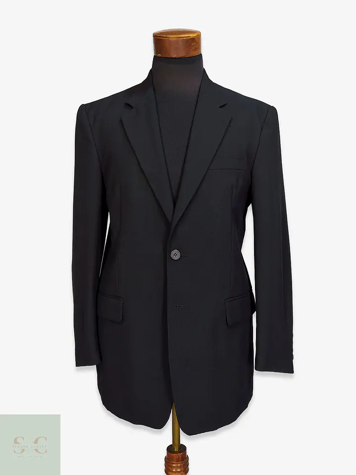 Blazer Clásico de Sastrería Monobotonadura en Negro Formal Talla L 1