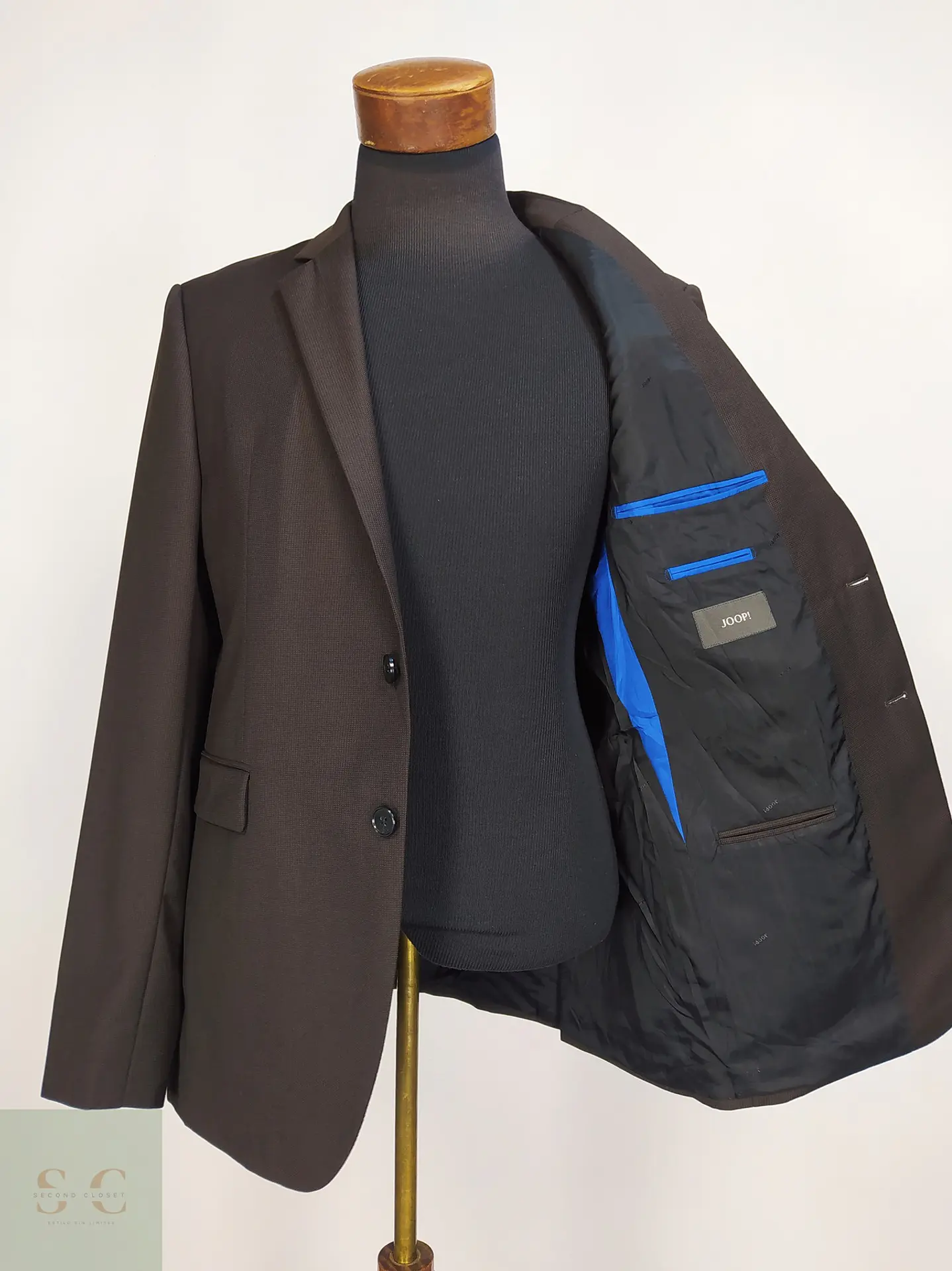 Blazer Sastreado en Lana Virgen con Microestructura Café JOOP! Talla M 8