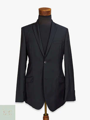 Blazer Sastre Negro de Paño de Lana Virgen Angelo Litrico Talla M
