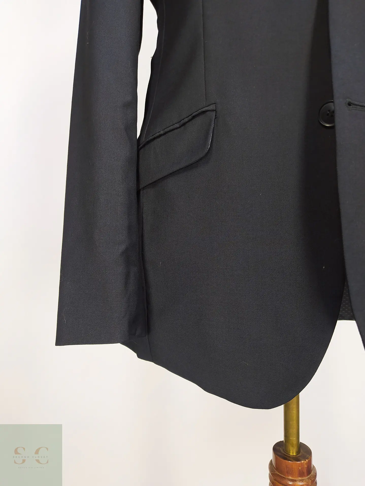 Blazer Sastre Negro de Paño de Lana Virgen Angelo Litrico Talla M 2