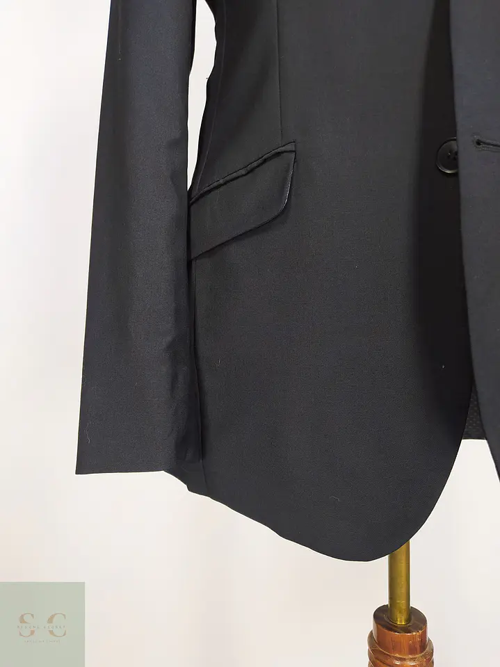Blazer Sastre Negro de Paño de Lana Virgen Angelo Litrico Talla M 2