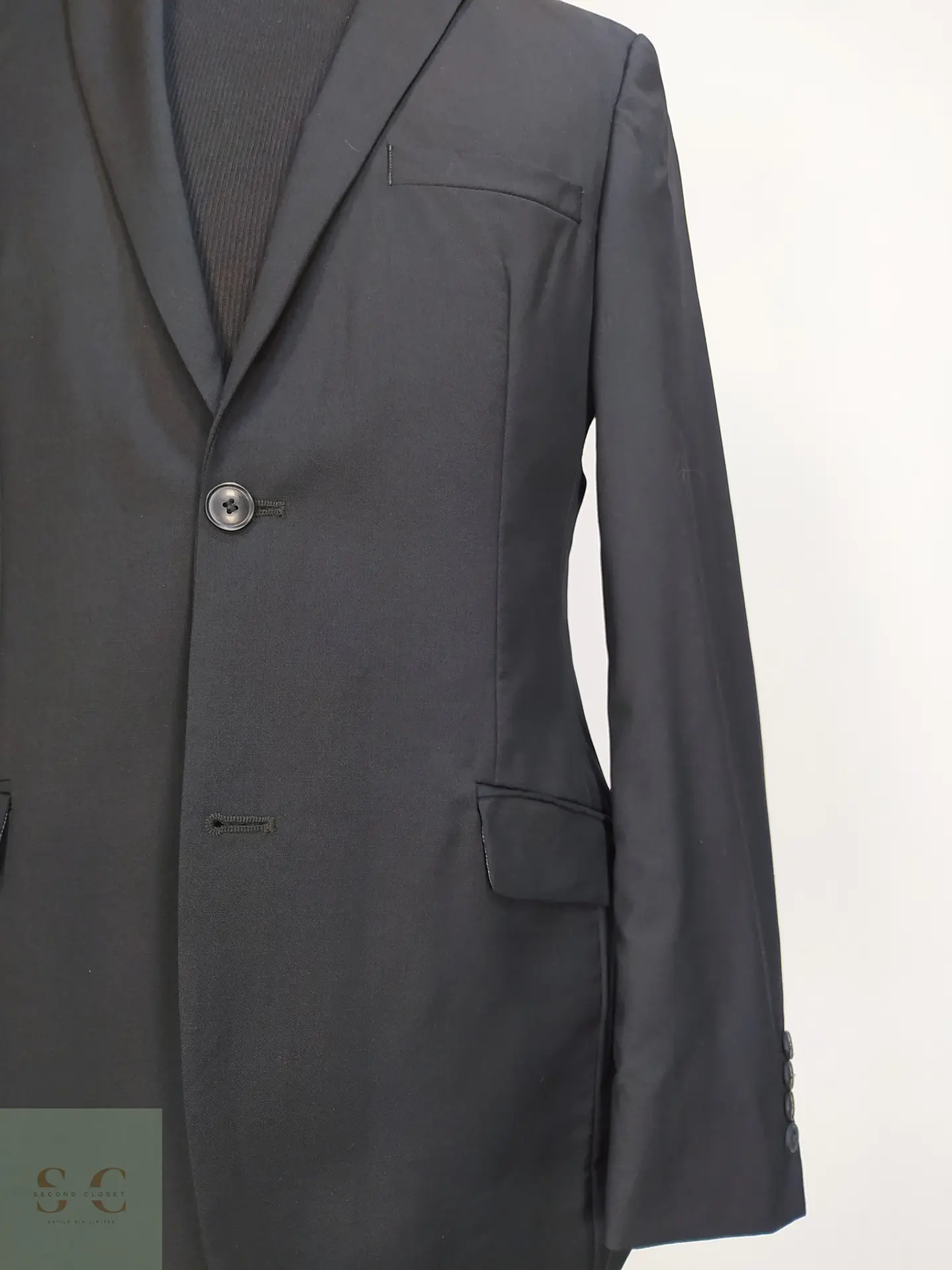 Blazer Sastre Negro de Paño de Lana Virgen Angelo Litrico Talla M 3