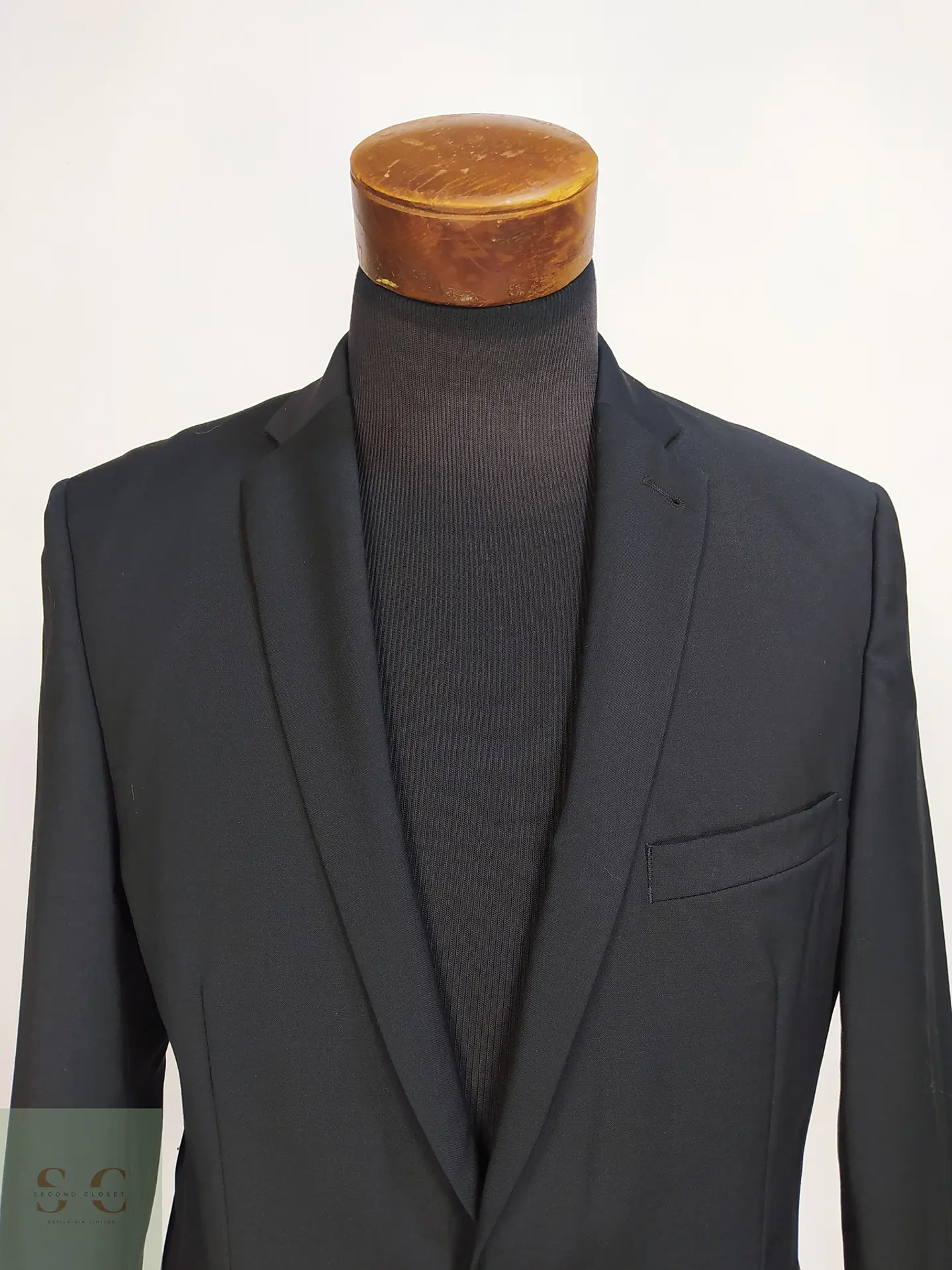 Blazer Sastre Negro de Paño de Lana Virgen Angelo Litrico Talla M 4