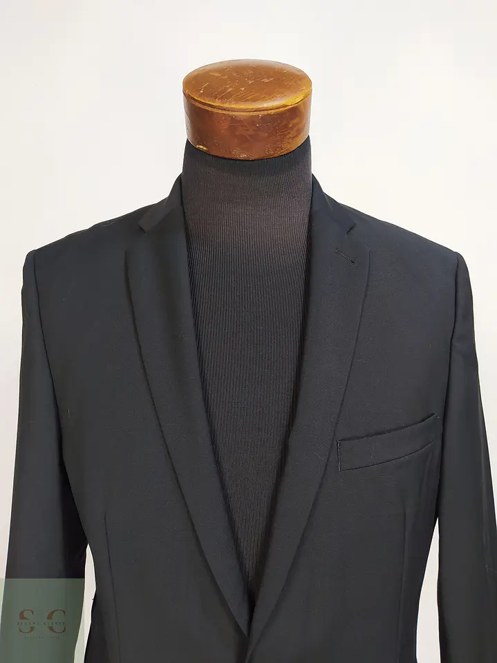 Blazer Sastre Negro de Paño de Lana Virgen Angelo Litrico Talla M 4