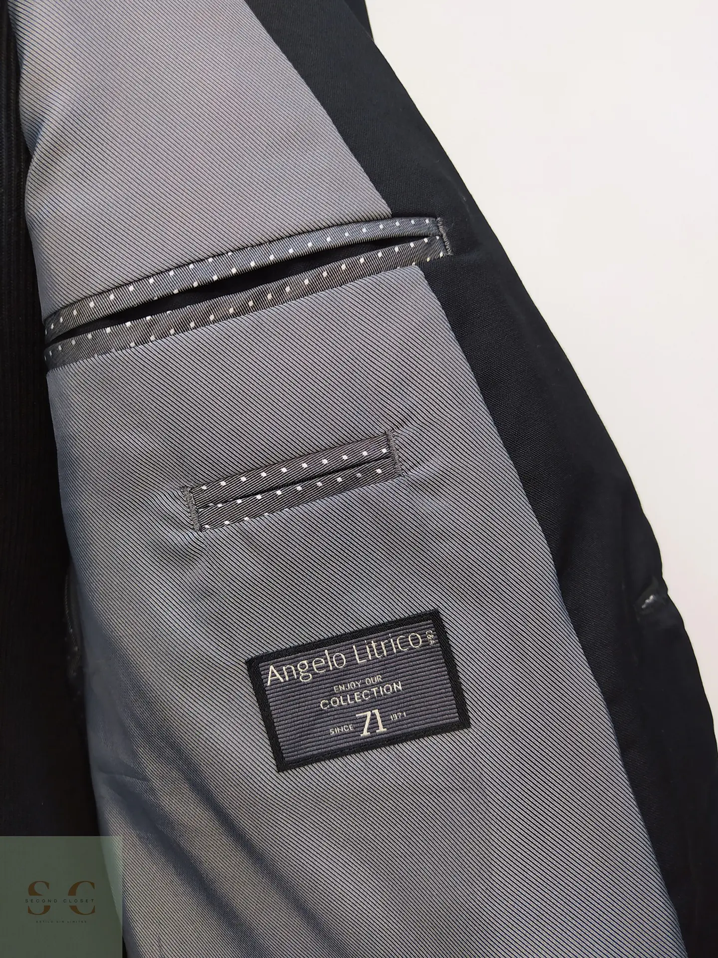 Blazer Sastre Negro de Paño de Lana Virgen Angelo Litrico Talla M 6