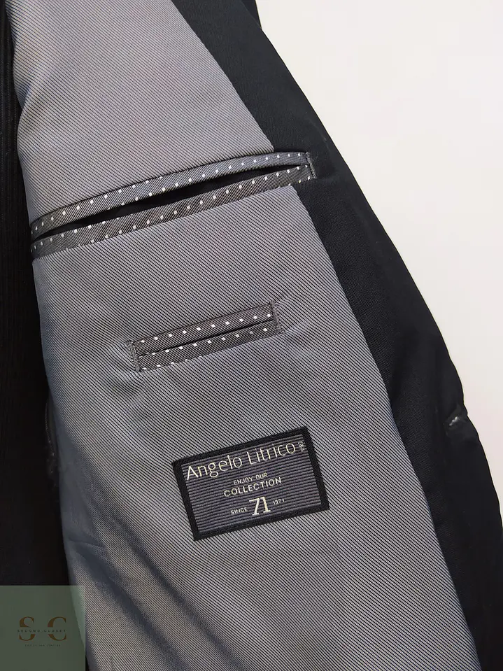 Blazer Sastre Negro de Paño de Lana Virgen Angelo Litrico Talla M 6