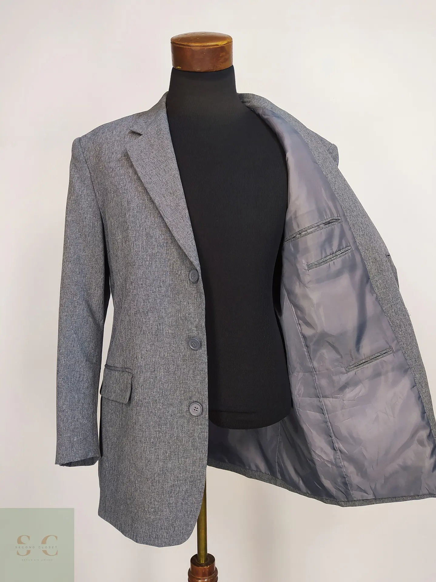 Blazer Clásico Microtexturizado Gris PBC Talla XL 6