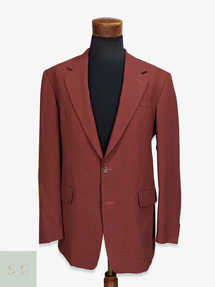 Blazer Vintage de Microcuadros Tono Burdeos Talla L