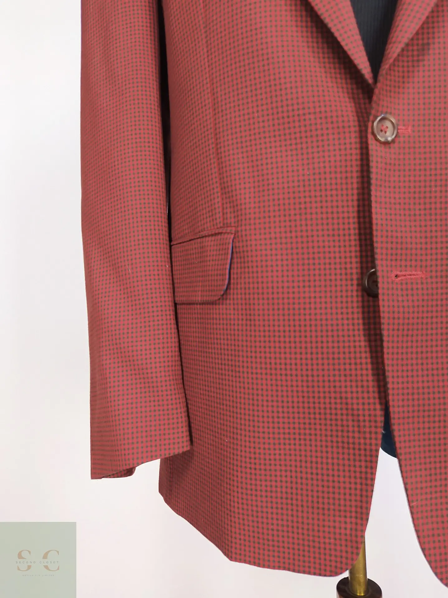 Blazer Vintage de Microcuadros Tono Burdeos Talla L 2