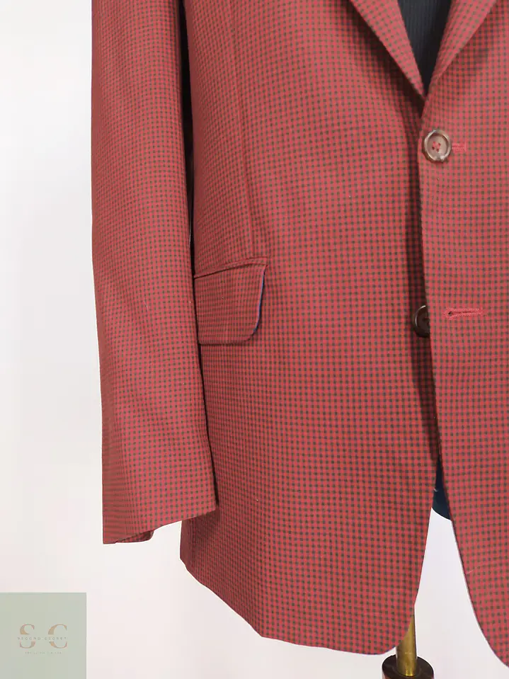 Blazer Vintage de Microcuadros Tono Burdeos Talla L 2