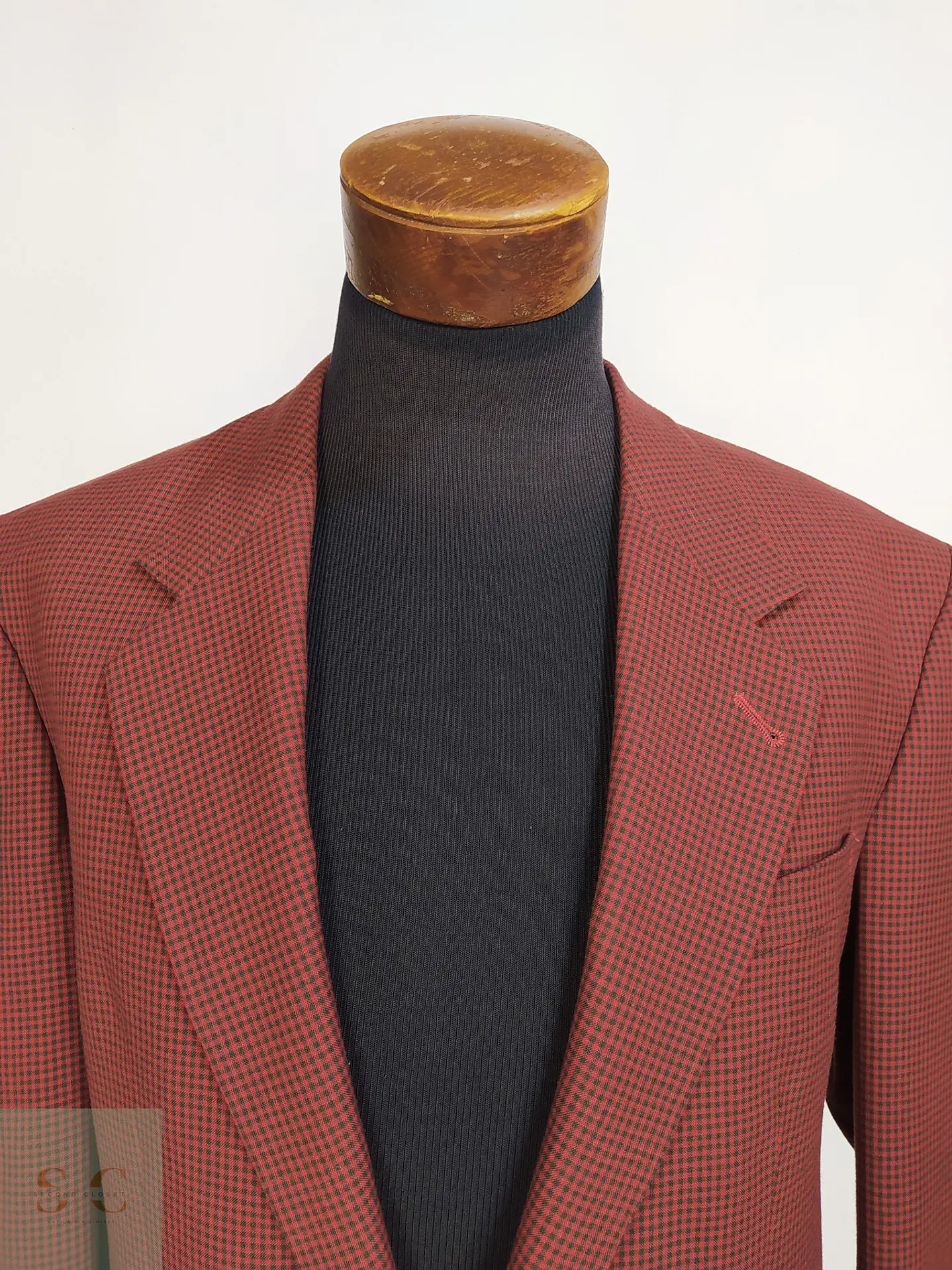 Blazer Vintage de Microcuadros Tono Burdeos Talla L 5