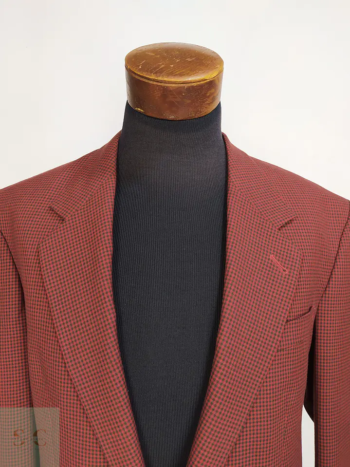 Blazer Vintage de Microcuadros Tono Burdeos Talla L 5