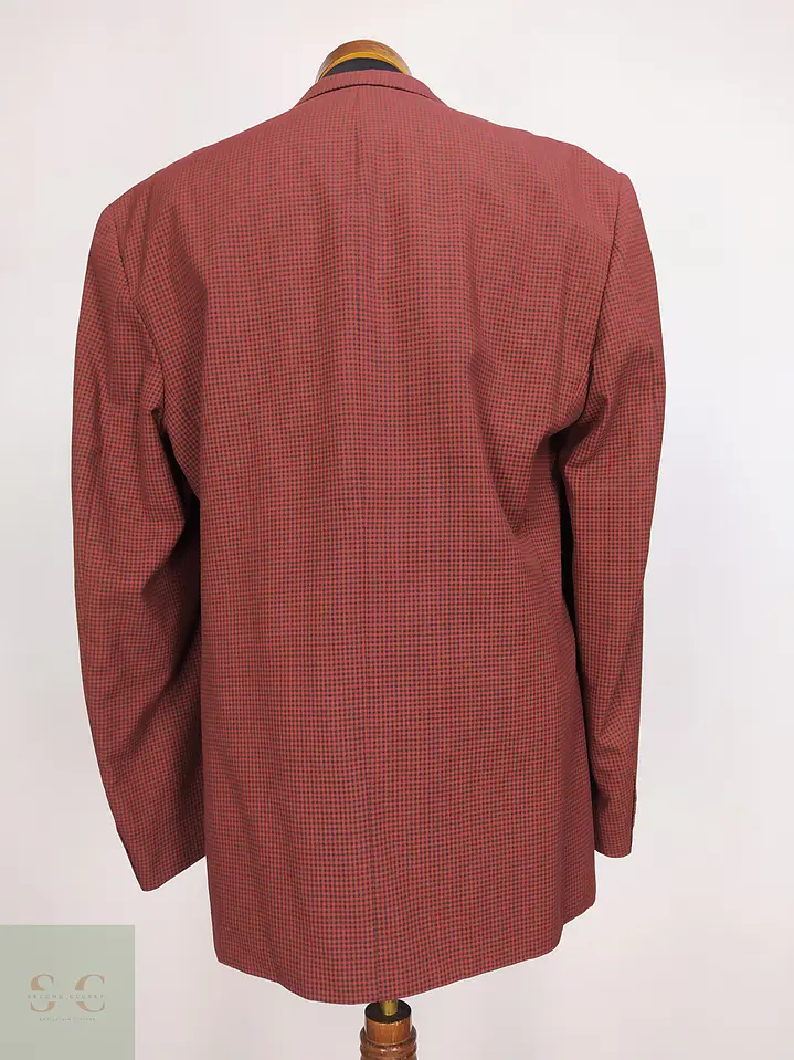 Blazer Vintage de Microcuadros Tono Burdeos Talla L 8