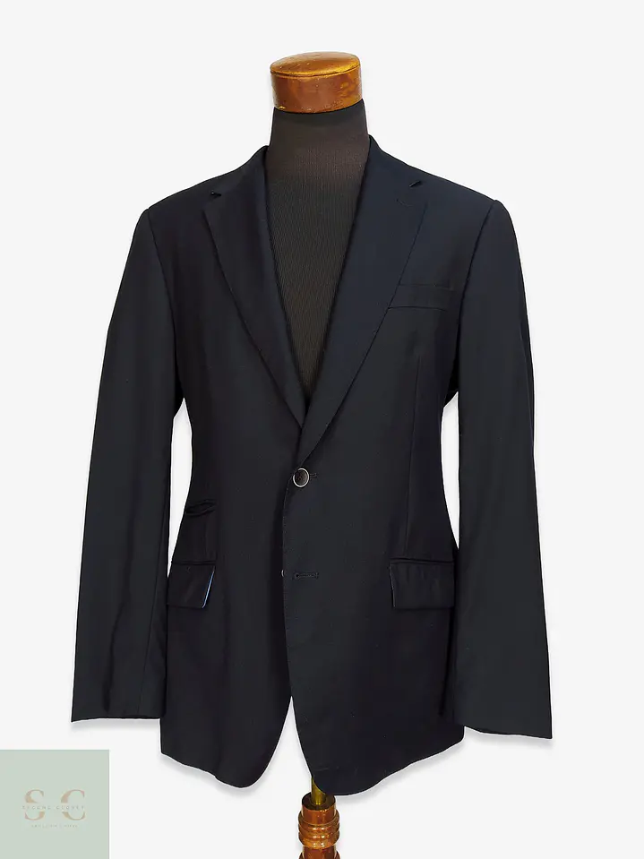 Blazer Clásico en Lana Virgen Azul Oscuro YORN Talla L 1