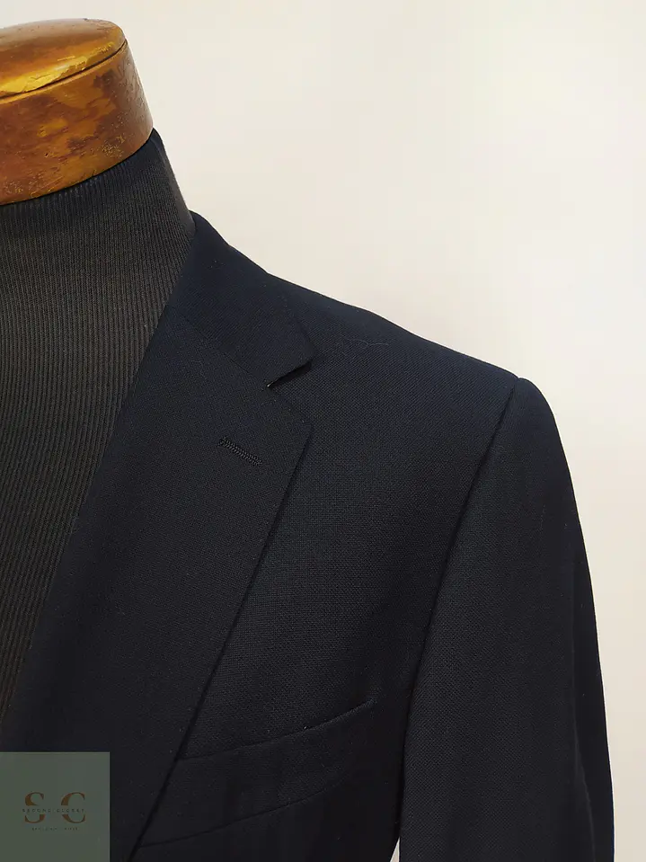 Blazer Clásico en Lana Virgen Azul Oscuro YORN Talla L 4