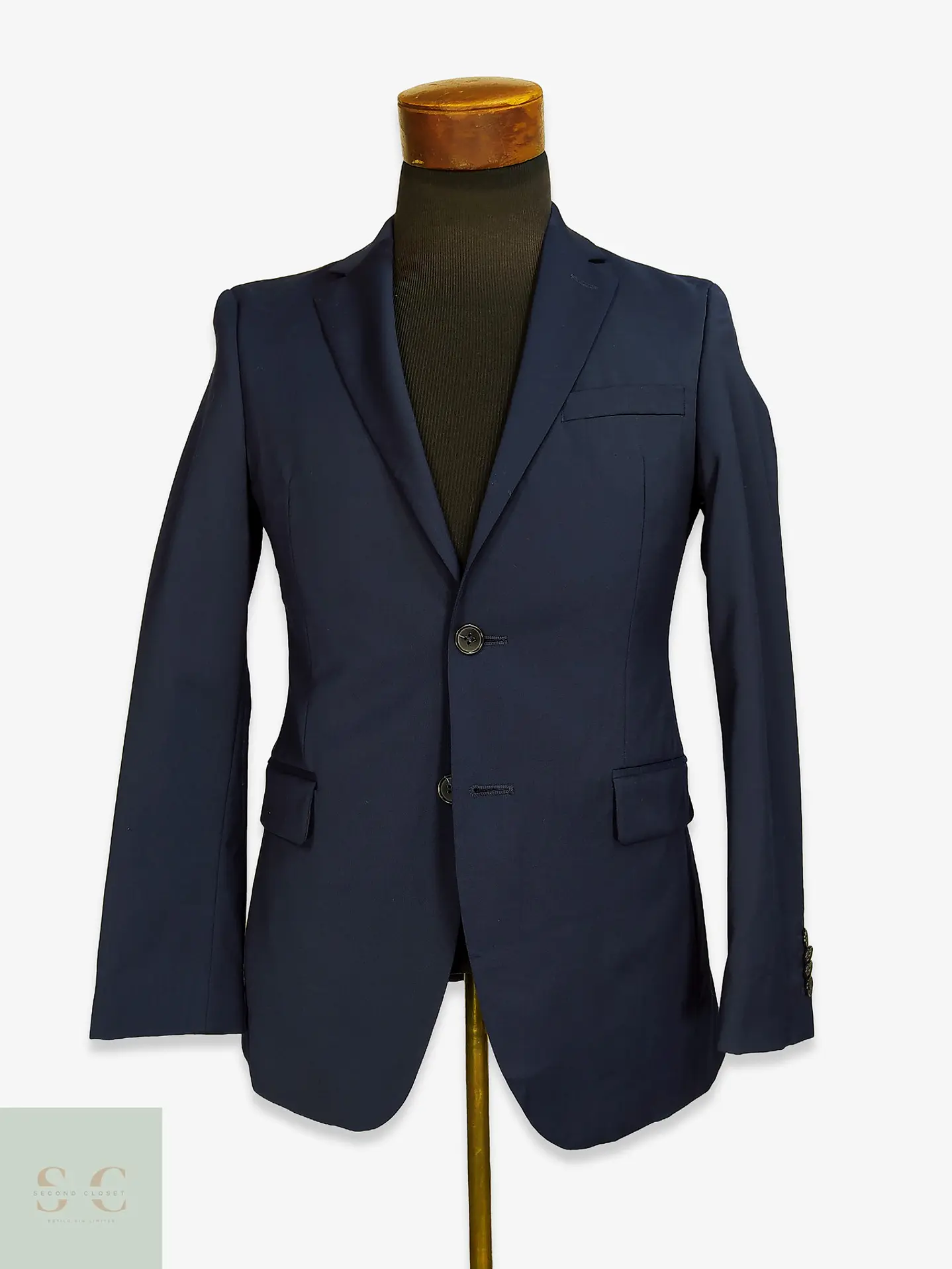 Blazer Estructurado Azul Marino con Vivo Contrastante Finshley & Harding Talla S 1