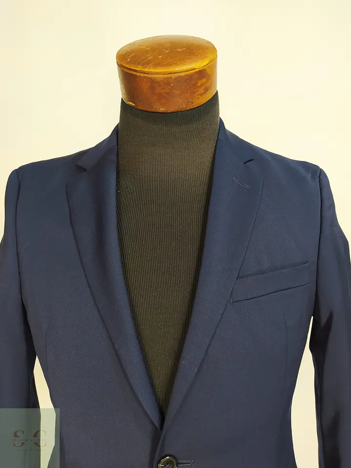Blazer Estructurado Azul Marino con Vivo Contrastante Finshley & Harding Talla S 3