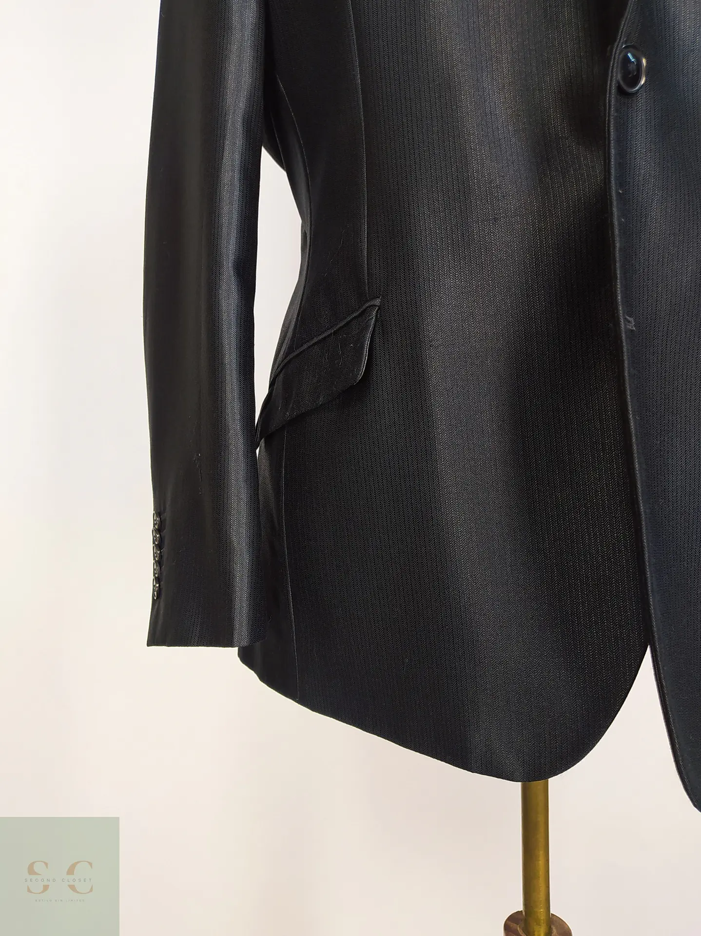 Blazer Estructurado de Tejido Chevron con Acabado Satinado Angelo Litrico Talla M 2