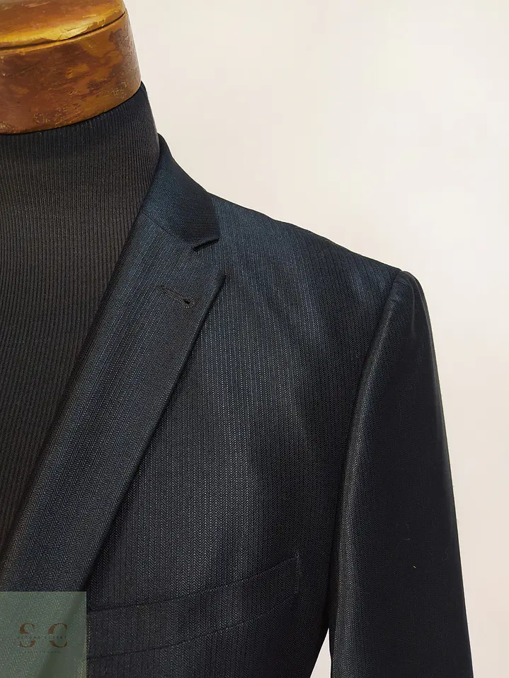 Blazer Estructurado de Tejido Chevron con Acabado Satinado Angelo Litrico Talla M 5
