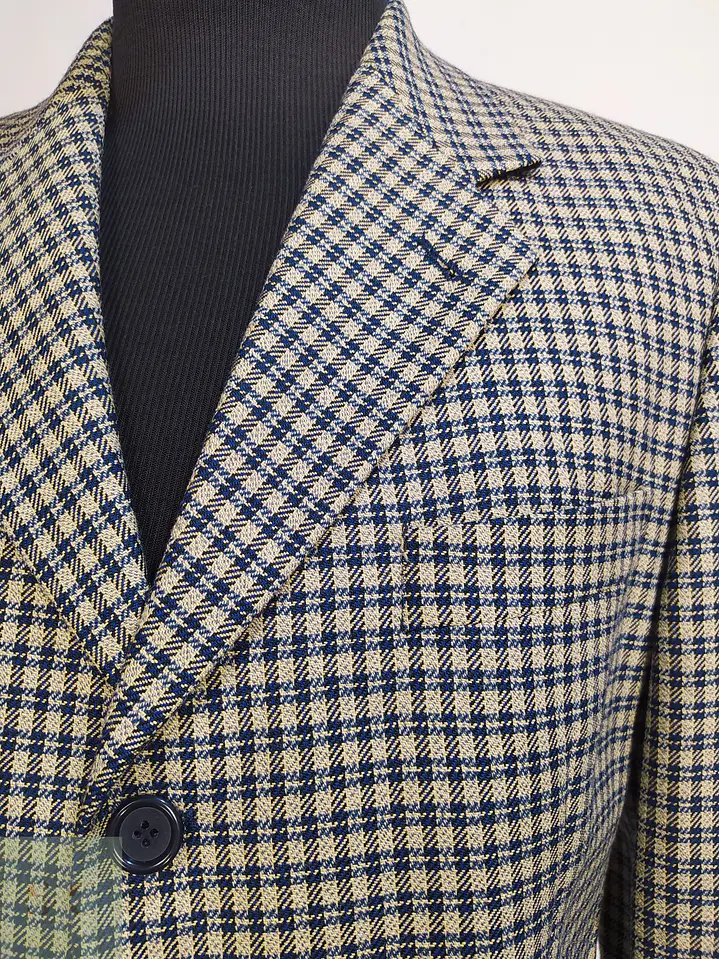 Blazer Estructurado a Cuadros Micro-Houndstooth en Lana Virgen Mario Barutti Talla ML 3
