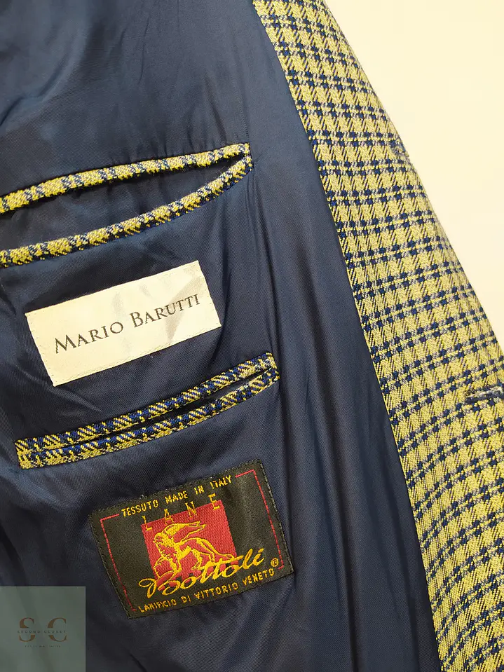 Blazer Estructurado a Cuadros Micro-Houndstooth en Lana Virgen Mario Barutti Talla ML 5