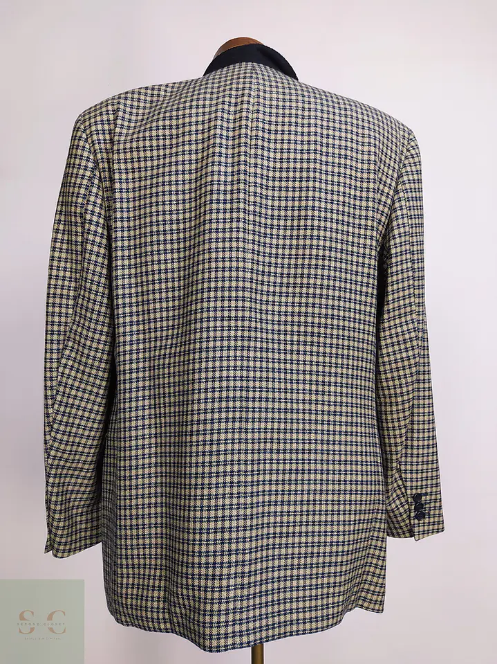 Blazer Estructurado a Cuadros Micro-Houndstooth en Lana Virgen Mario Barutti Talla ML 8