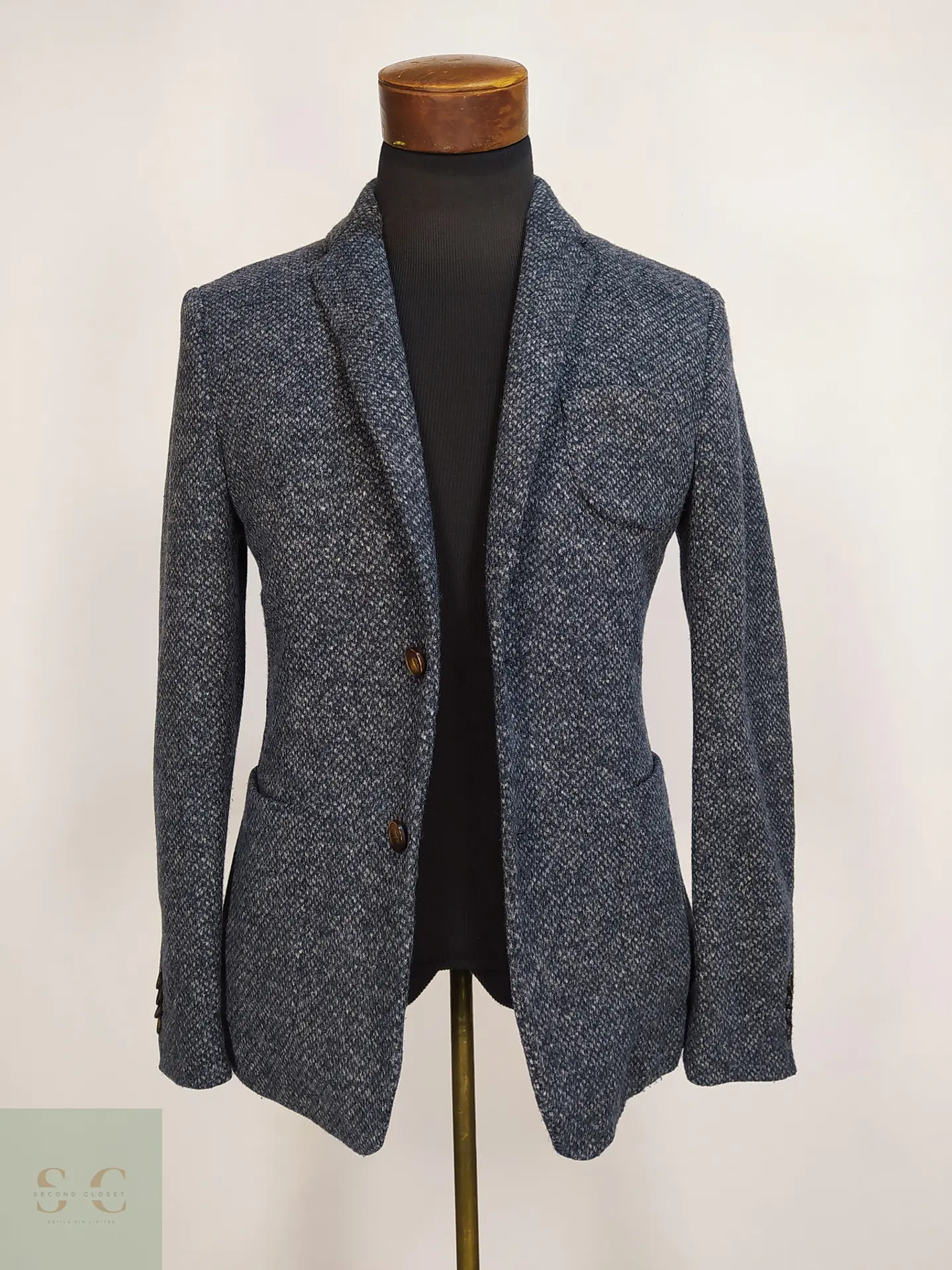 Blazer Slim Fit de Tejido Texturizado Tipo Tweed Talla SM 1