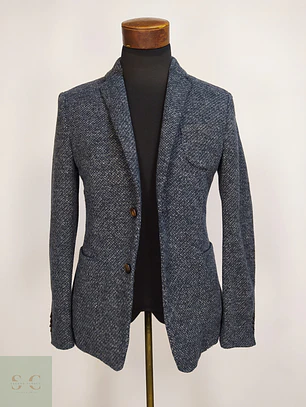 Blazer Slim Fit de Tejido Texturizado Tipo Tweed Talla SM