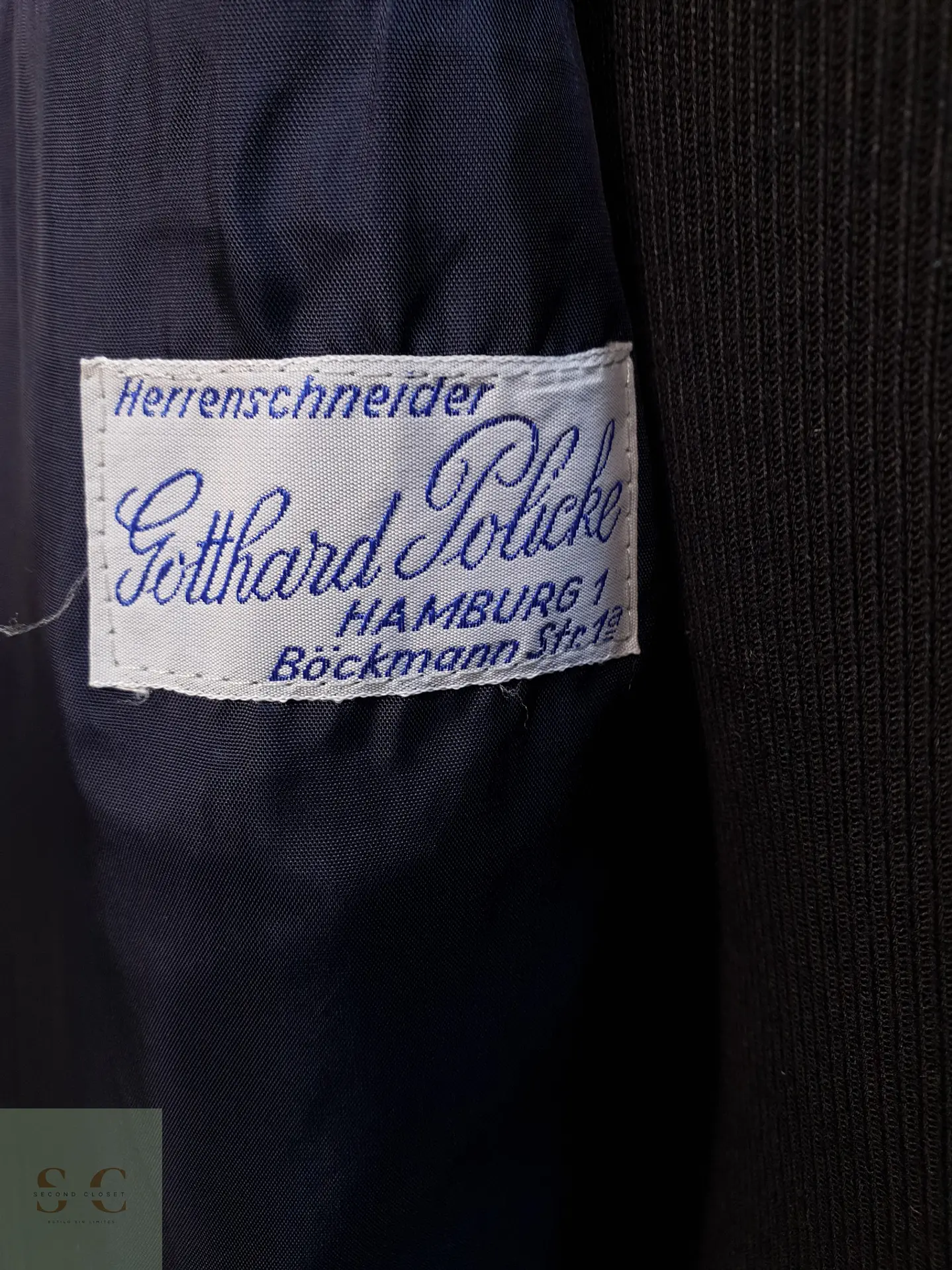 Blazer Clásico de Lana Azul Marino con Raya Diplomática Gotthard Policke Talla M 6