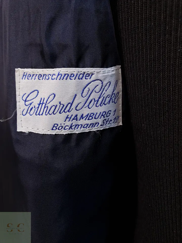 Blazer Clásico de Lana Azul Marino con Raya Diplomática Gotthard Policke Talla M 6