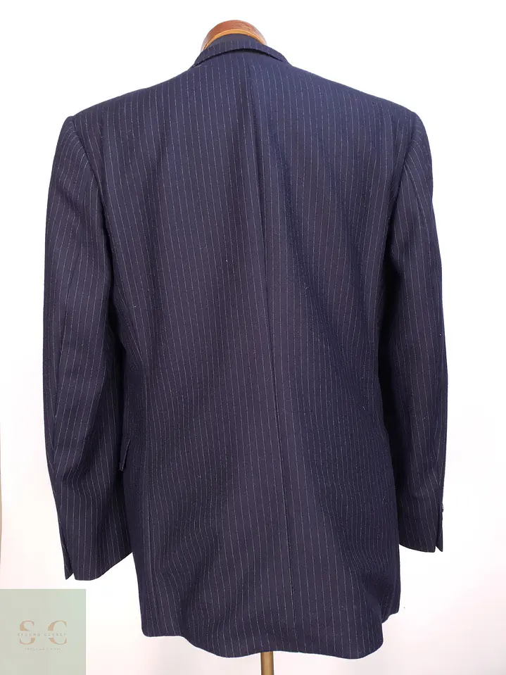 Blazer Clásico de Lana Azul Marino con Raya Diplomática Gotthard Policke Talla M 7