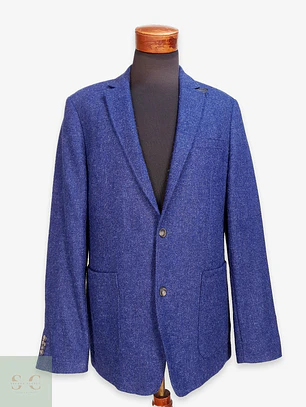 Blazer de Paño en Lana Virgen con Sotocuello en Cuero Nappa Mey & Edlich Talla L